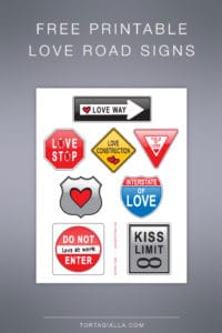 Free Printable love road signs for decoration and embellishment