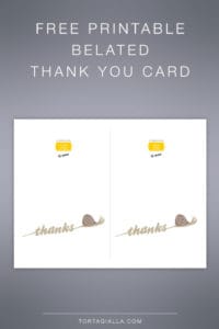 FREEBIE Belated Thank You Card Printable