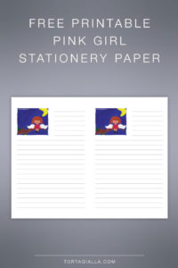 Free Printable Pink Girl Stationery Paper - download PDF for letter writing.