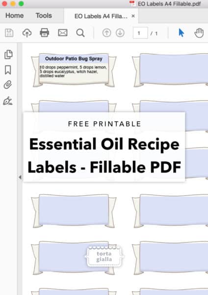 Essential Oils Recipe Labels - Fillable PDF