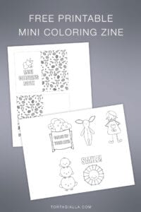 Download this free printable mini coloring zine and watch how to put it together for a fun crafting session with the kids - DIY on tortagialla.com