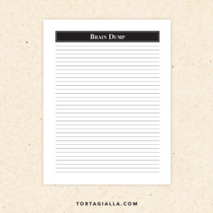 Preview of Brain Dump lined paper printable for writing.