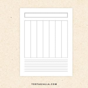 Preview of blank weekly vertical planner printable page.