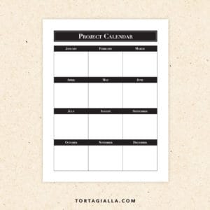 Preview of project calendar printable boxes format month to month.