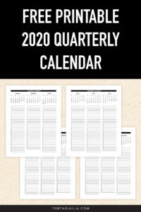 Free printable 2020 quarterly calendar printable download on tortagialla.com