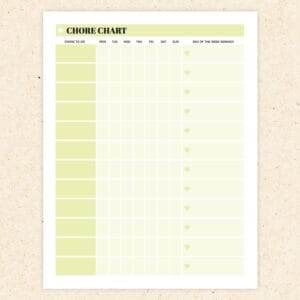 printable chore chart