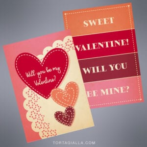 Preview of free printable valentine cards - Will you be my Valentine? and Sweet Valentine will you be mine? in a modern vintage design style.