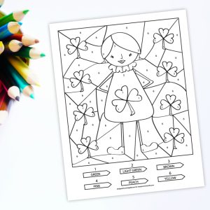 Free St. Patrick's Day color by number printables on messymommacrafts.com