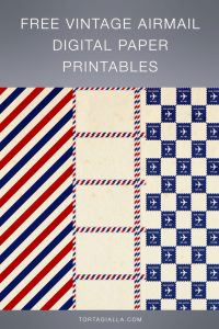 Free paper downloads on tortagialla.com - Downloads these FREE Vintage Airmail Digital Paper Printables for happy mail, journaling and papercrafting!