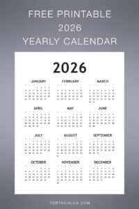 Visit tortagialla.com to download this free printable 2026 yearly calendar overview.