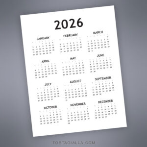 Download and use this printable 2026 Yearly Calendar in all your planners and journals for the year-at-a-glance view.