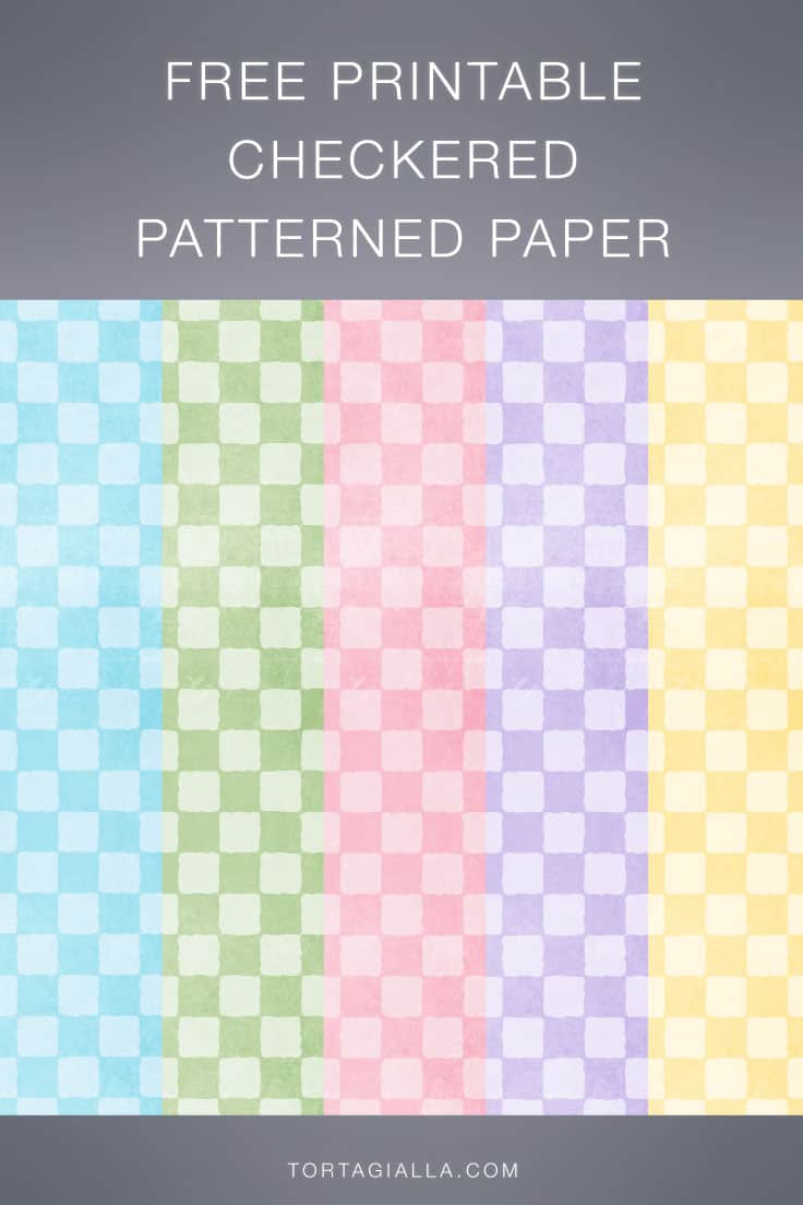 Printable patterned downloads on tortagialla.com - set of colorful checkered patterned paper downloads for journaling